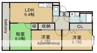 プリミエール岩野Ⅱ【4階】の間取り
