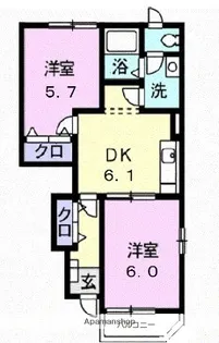 エヴァーグリーン【1階】の間取り