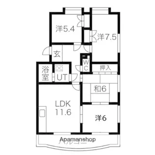サニーコート朝宮【4階】の間取り