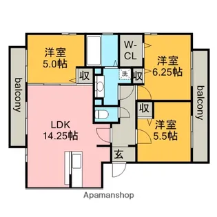 ル・クプルB棟【2階】の間取り