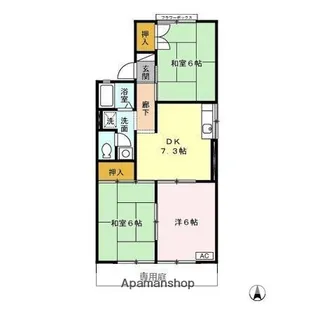 スカイハイツ中切【1階】の間取り