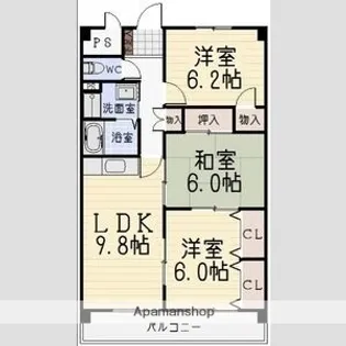 メゾンウィング【2階】の間取り