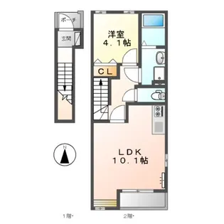 グランドスウェルーB(GRAND SWELLーB)【2階】の間取り