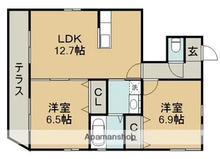 メゾンサツキ B【1階】の間取り