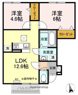 ヴィラ プリュネ A棟【1階】の間取り