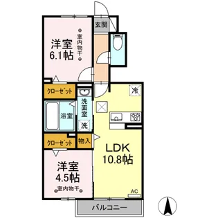 ノコパレス B棟【1階】の間取り