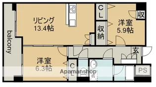 グレースコート豊山【4階】の間取り