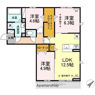 ジーニアル柏井【3階】の間取り