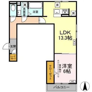 シェーヌアーブル【1階】の間取り
