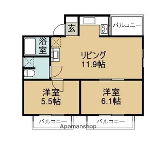 リアリノ鳥居松ビル【4階】の間取り