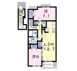 フェリーチェⅡ【2階】の間取り