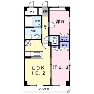 ルミエール扶桑【2階】の間取り