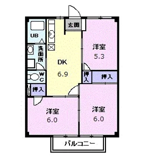 アクティブ河原A【1階】の間取り
