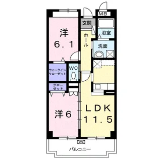 グラース ジェルメ【3階】の間取り