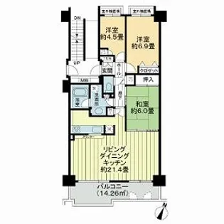 桃花台パークヒルズ五番館【4階】の間取り