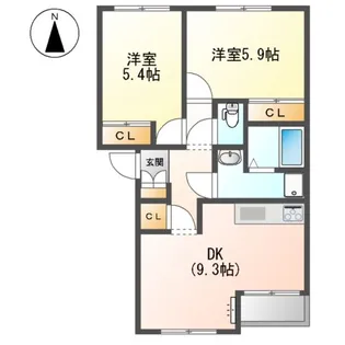 ルーエンハイムB【2階】の間取り