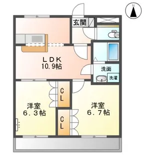 シンフォニー(SYMPHONY)【1階】の間取り