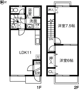 ハイツキューハイB【1階】の間取り