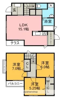 愛知県小牧市新町2丁目【一戸建】の間取り