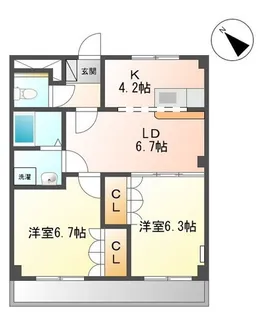 プレステージ壱番館【2階】の間取り