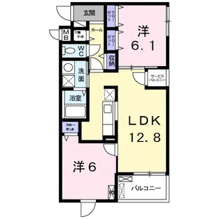 ミ・カーサⅡ【1階】の間取り