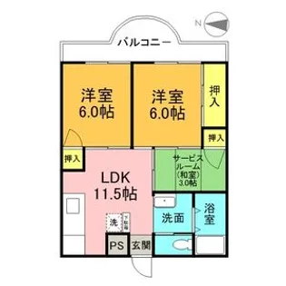 全優マンション【509号室】の間取り
