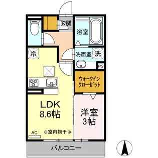 アンビシャス白山【1階】の間取り