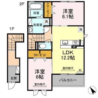 アンバーコート文津【2階】の間取り