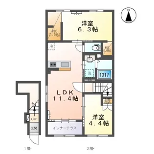 岩倉市東町藤塚Ⅱ期 アパート【2階】の間取り