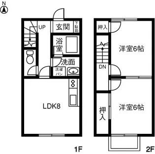 愛知県岩倉市鈴井町蔵前【テラスハウス】の間取り