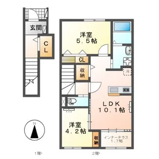 仮)豊山町青山六和アパート【2階】の間取り