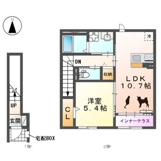 仮)北名古屋市石橋アパート【2階】の間取り