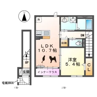 仮)北名古屋市石橋新築アパート【2階】の間取り