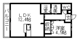 ヒルズ四ツ塚【1階】の間取り