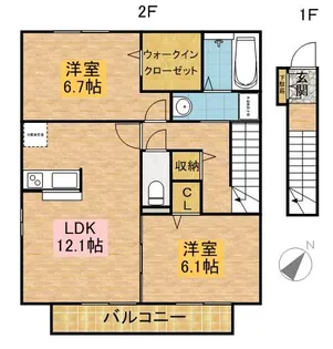 パストラーレ【203号室】の間取り