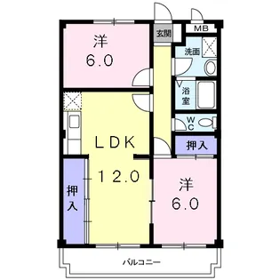 サンハイム亀の井【1階】の間取り