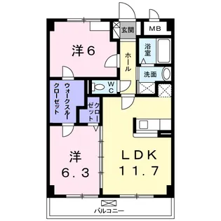 ソレアード山香【3階】の間取り