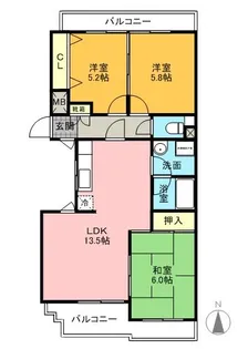 グレイスコート原【2階】の間取り