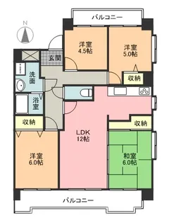 スカイヒルズ植田【4階】の間取り