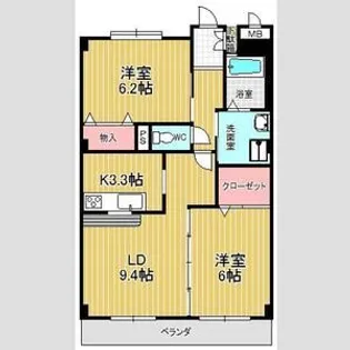 フローラ池上台【4階】の間取り