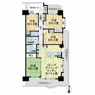 ライオンズガーデン植田中央【4階】の間取り