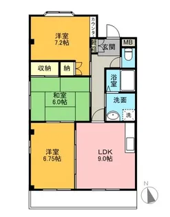 ボヌール岩崎台A棟【2階】の間取り