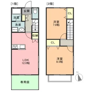 バンベイル【2階】の間取り
