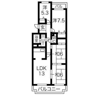 グランドハイツ原 A棟【1階】の間取り