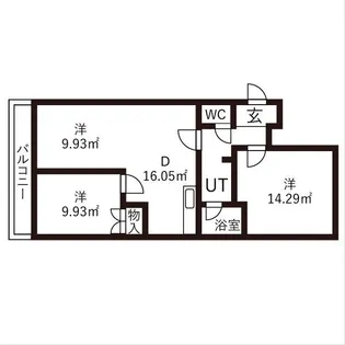 日映マンションⅡ【8CFR1号室】の間取り