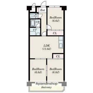 シーズンコート植田南【3階】の間取り