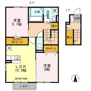 ラビアンローズ徳重 B棟【205号室】の間取り