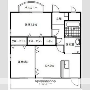 ハイツルーミナス【1階】の間取り