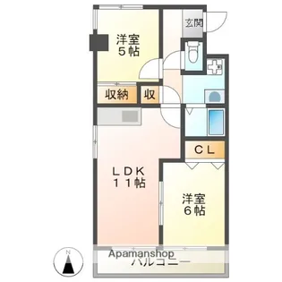 2LDKの間取り画像