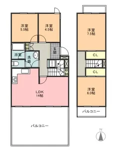 サニーヒル表山3号棟【106号室】の間取り
